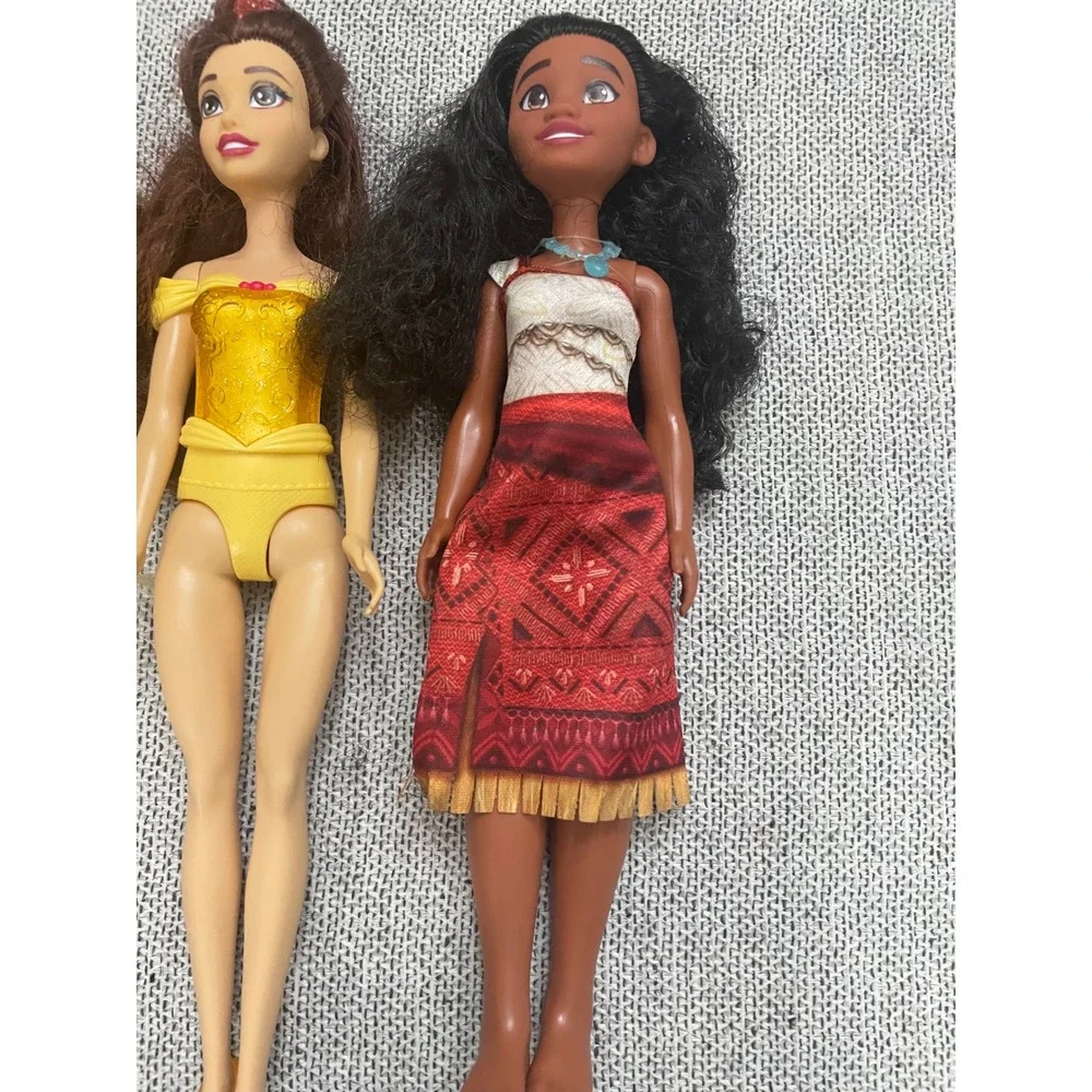 Disney Princess Doll Lot Rapunzel Belle Moana 3 Piece Set 11-12 Inch Dolls‎